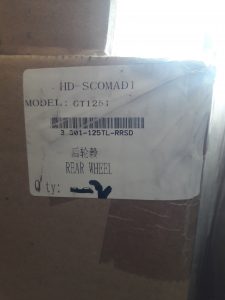SCOMADI TL125 REAR WHEEL. E4 BRAND NEW OLD STOCK Modern Scooters