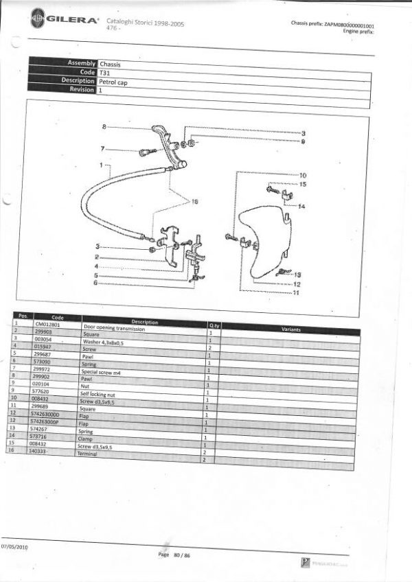 GILERA RUNNER FUEL DOOR CATCH SPRING Modern Scooters