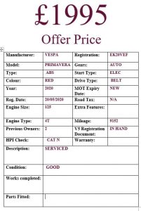 VESPA PRIMAVERA 125 2020 Modern Scooters