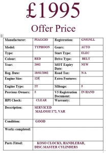 PIAGGIO TYPHOON 125 2 STROKE Modern Scooters