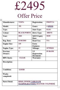 VESPA PX125 Modern Scooters